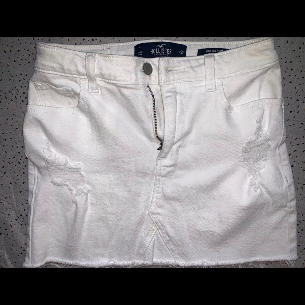Hollister white jean skirt